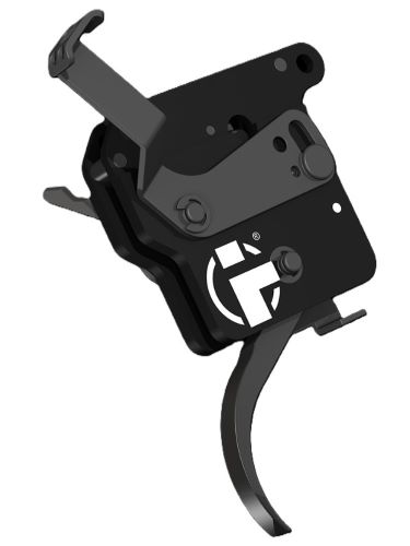 3D render of a black bicycle rear derailleur with mounting bolts and curved derailleur arm, shown from an angled perspective.