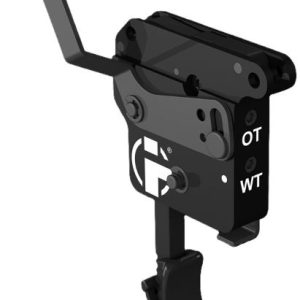 Black lever-operated mechanical actuator mounted on a rectangular housing with bolts and a white logo; side shows 'OT' and 'WT' markings.
