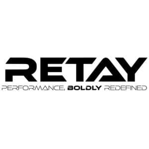 RETAY brand logo in bold black letters with the tagline 'Performance, Boldly Redefined'.