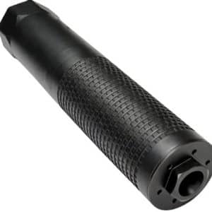 Black knurled cylindrical tool with a hollow opening at one end and a square/drive end, resembling a textured grip adapter or handle.