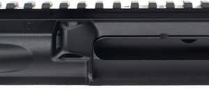 AR-style upper receiver assembly with Picatinny rail on top and threaded muzzle adapter, shown from the side.